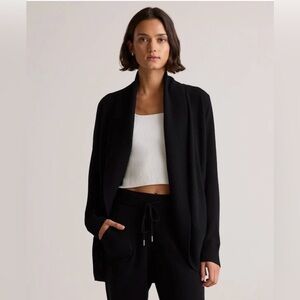 Quince - 100% Mongolian Cashmere Black Open-Front Shawl Collar Cardigan